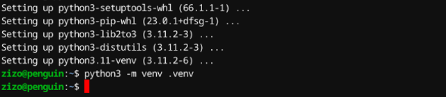 タイトル :『 python3仮想環境でarduinoやesp32のシリアル通信をする』見出し:『 仮想環境 作成』関連する用語:『python,python3,chromebook,arduino,arduinoide,esp32,M5stack,シリアル通信,serial』画像の説明文 :ここでは標準の.venvフォルダ(ドットがあります）を作成しました。